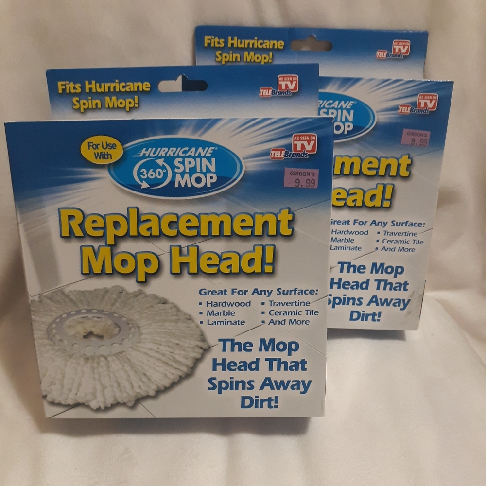 Lot of 2 Hurricane 360° Degree Spin Mop Replacement Mop Head - NEW